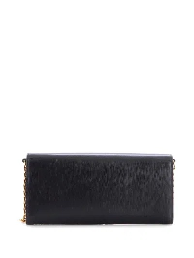 Pre-owned Prada Wallet On Chain Vitello Move Long Crossbody Bag In Black