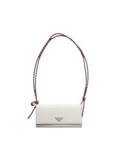 Prada Wallet With Leather Shoulder Strap In White