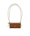 Prada Flap Leather Wallet On Rope Strap In Cognac