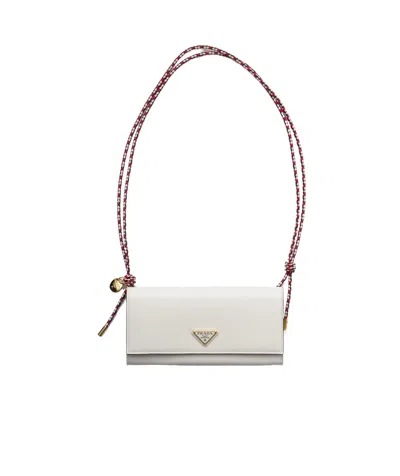 Prada Wallet With Leather Shoulder Strap In White