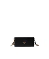 Prada Wallet With Shoulder Strap In Black