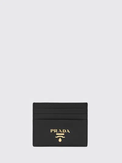 Prada Leather Card Holder In Black