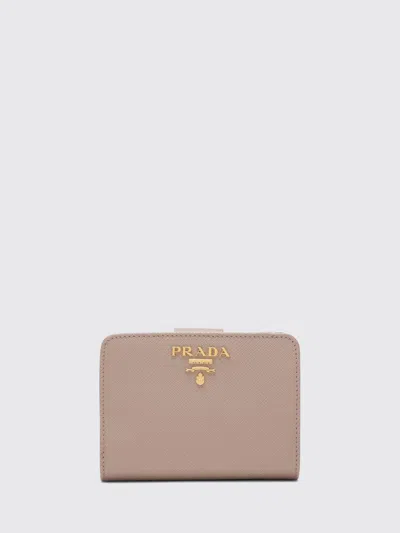 Prada Small Powder-pink Saffiano Wallet In Neutral