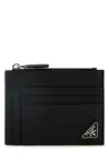 Prada Triangle Logo Saffiano Leather Zip Cardholder