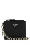 Prada Leather Wallet With Keyring Attachment And Metal Chain