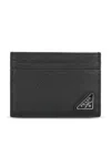 Prada Black Saffiano Card Holder With Logo In Black