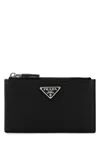 Prada Textured Leather Card Holder In Black
