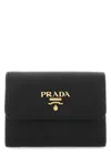 Prada Saffiano Finish Tri-fold Wallet In Black