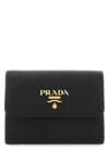 Prada Saffiano Finish Tri-fold Wallet In Black