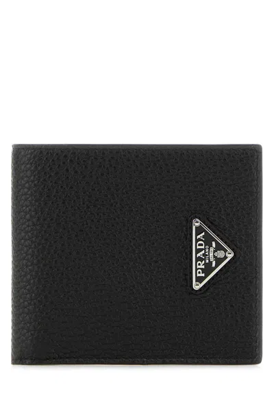 Prada Mens Black Re-nylon Small Recycled-nylon And Leather Wallet