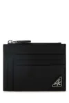 Prada Saffiano Logo Card Holder In Black