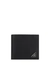 Prada Logo-plaque Leather Wallet In Black
