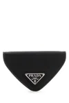 Prada Triangular Textured Leather Coin Purse In Black