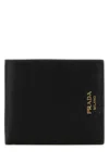 Prada Slim Design Leather Bi-fold Wallet In Black