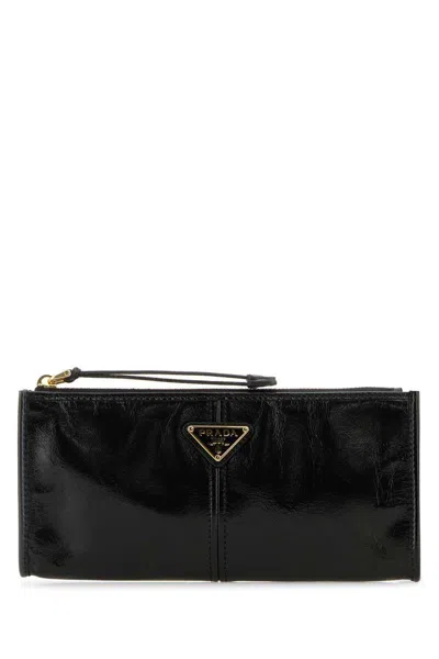 Prada Black Leather Pouch In Nero