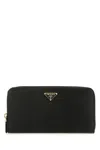 Prada Triangle Logo Saffiano Leather Zip-around Wallet In Black