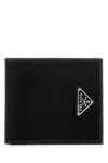 Prada Black Fabric And Leather Wallet In Black