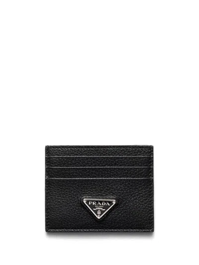 Prada Re-nylon And Saffiano Leather Cards Holder In Black