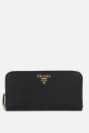 Prada Large Logo Plaque Wallet In Black