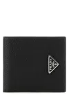 Prada Logo Leather Wallet Wallets And Card Holders Black In Black