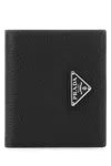 Prada Leather Wallet Bi Fold Design Texture In Black