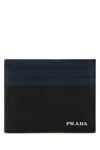 Prada Dual-tone Leather Card Holder In Multi