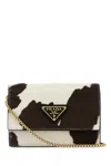 Prada Printed Leather Card Holder With Shoulder Strap In Brown