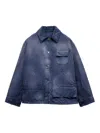 Prada Lapel Long-sleeved Casual Jacket In Blue