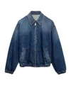 Prada Washed Denim Blouson Jacket In Blue