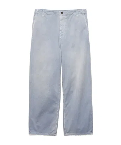 Prada Washed Gabardine Trosers In Blue