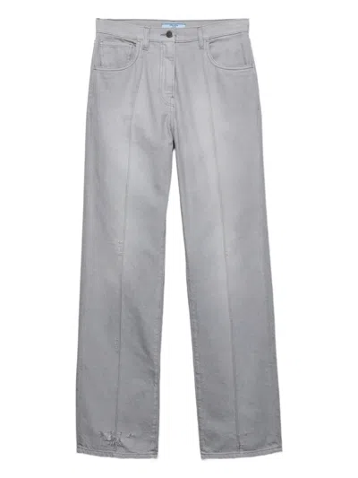 Prada Washed Jeans In Gray