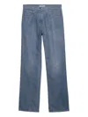 Prada Washed Logo-patch Jeans In Blue