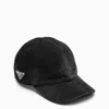 Prada Triangle Logo Washed Canvas Baseball Cap
