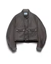 Prada Washed Re-nylon Blouson Jacket In Grey