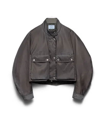 Prada Washed Re-nylon Blouson Jacket In Grey