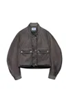 Prada Washed Re-nylon Blouson Jacket In Gray