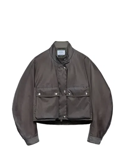Prada Washed Re-nylon Blouson Jacket In Grey