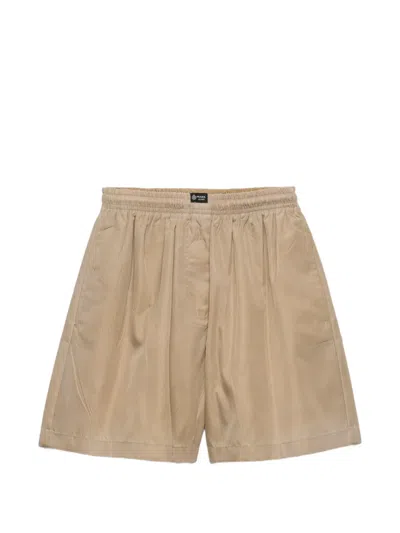 Prada Washed Re-nylon Shorts In Brown
