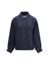 Prada Washed Silk Jacket In Blue