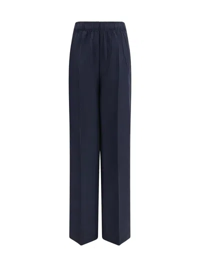 Prada Washed Silk Pants In Blue