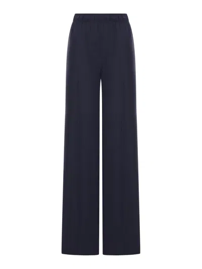 Prada Washed Silk Trousers In Blue