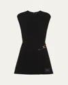 Prada Washed Twill Safety-pin Mini Dress In Nero
