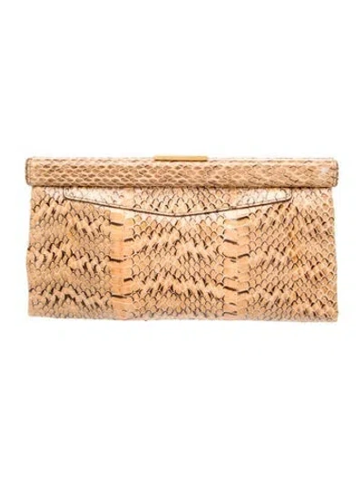 Pre-owned Prada Water Snake Clutch In Neutrals