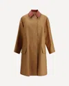 Prada Cotton Overcoat With Contrast Collar And Front Pockets In Orange