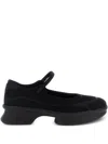 Prada Wavy Mesh Platform Ballerina Shoes In Black