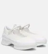 Prada Mesh Upper Platform Ballerinas With Strap Detail In White