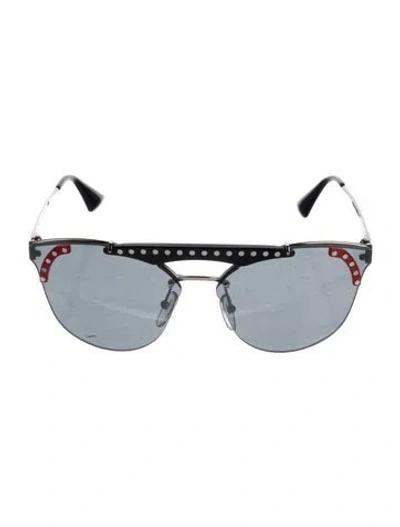 Pre-owned Prada Wayfarer Mirrored Sunglasses In Silver