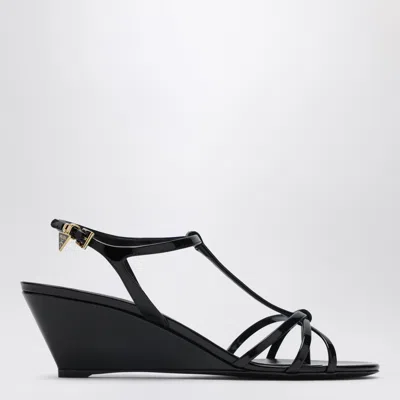 Prada Womens Black Patent Leather Sandals Eur 37.5 / 4.5 Uk