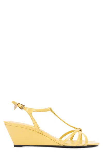Prada Wedge Sandals In Varnish In Yellow