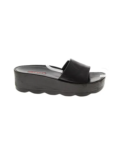 Pre-owned Prada Wedges In Black